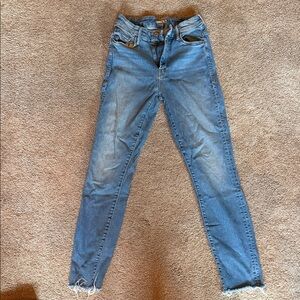 MOTHER Distressed Blue Skinny Jeans